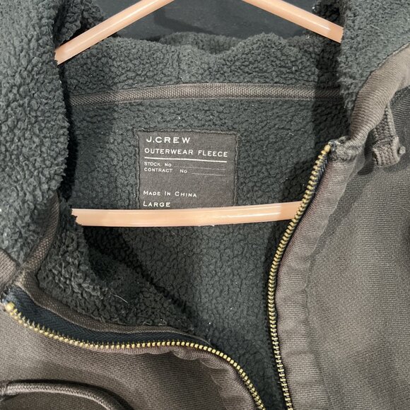 J Crew Sweatshirt Mens L Brown Full Zip Outerfleece Hooded Grunge Y2K Outdoor - Picture 5 of 8